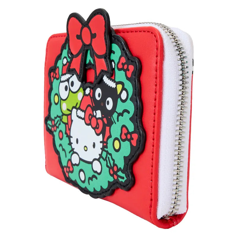 Loungefly Sanrio Hello Kitty & Friends Holiday Wreath Zip Around Wallet - Ginga Toys