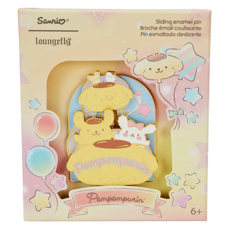 Loungefly Sanrio Pompompurin & Macaroon Carnival 3" Collector Box Lenticular Pin - Ginga Toys