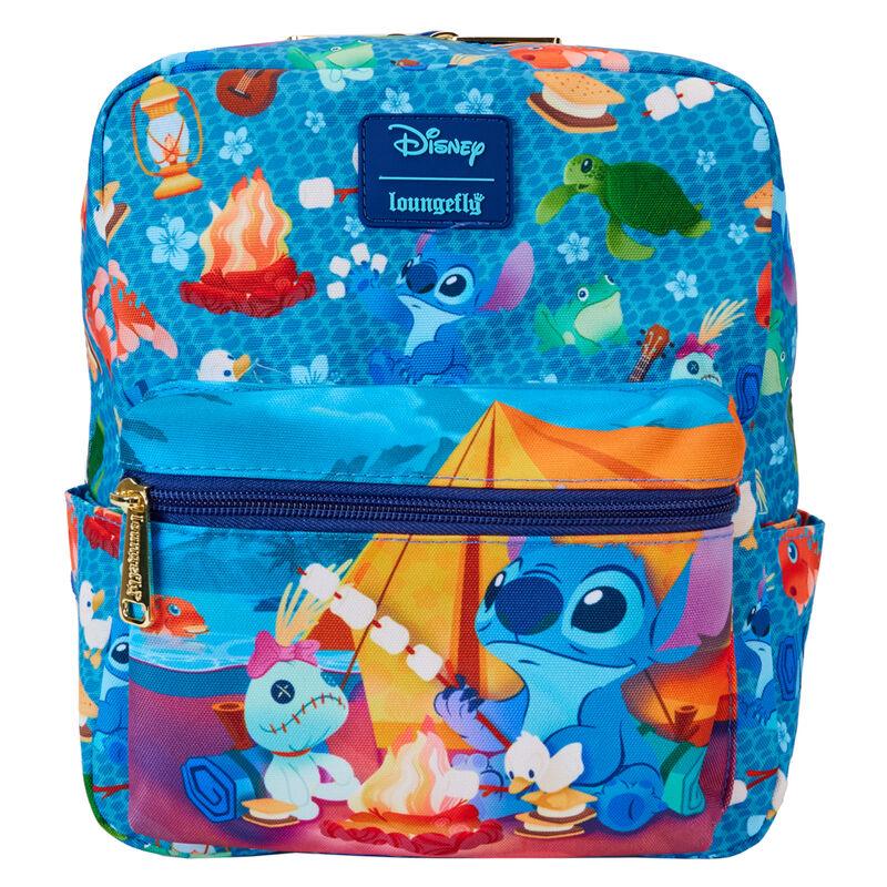 Loungefly Stitch Camping Cuties All-Over Print Nylon Square Mini Backpack - Ginga Toys