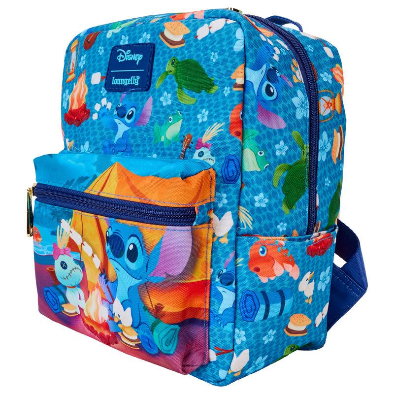 Loungefly Stitch Camping Cuties All-Over Print Nylon Square Mini Backpack - Ginga Toys