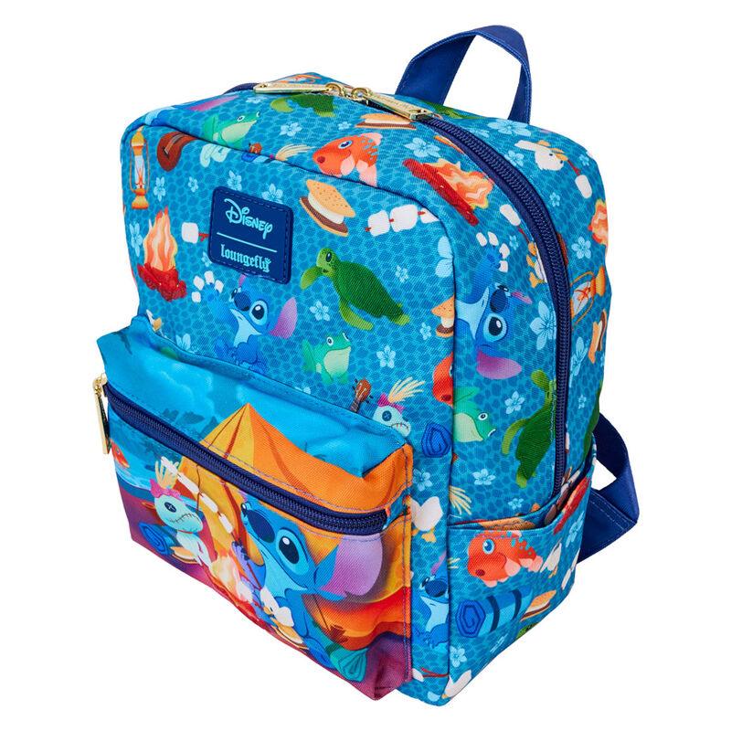 Loungefly Stitch Camping Cuties All-Over Print Nylon Square Mini Backpack - Ginga Toys