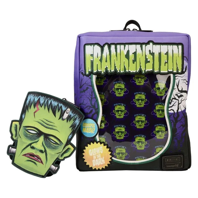 Loungefly Universal Monsters Frankenstein Mask Glow Mini Backpack With Coin Bag - Ginga Toys