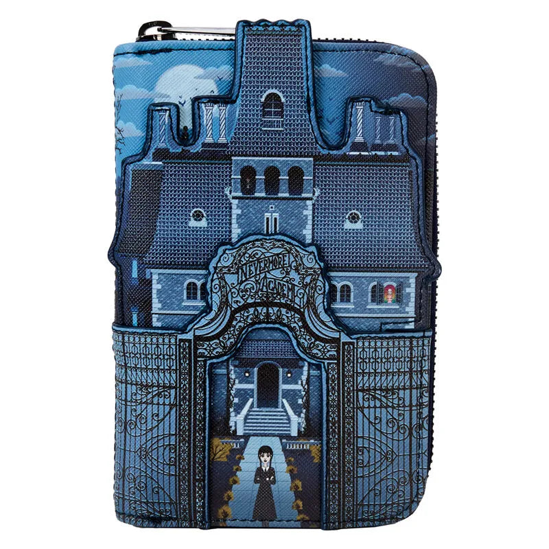 Loungefly Wednesday Nevermore Academy Castle Zip Around Wallet - Ginga Toys