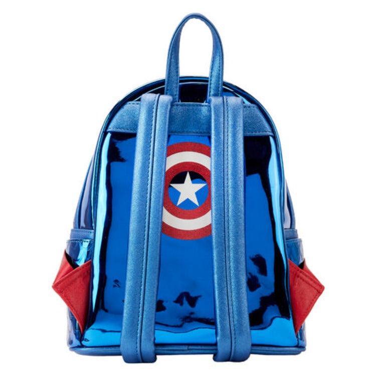 Marvel Metallic Captain America Cosplay Mini Backpack - Loungefly - Ginga Toys