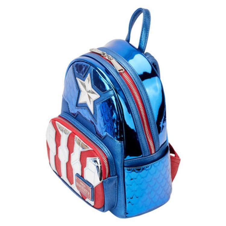 Marvel Metallic Captain America Cosplay Mini Backpack - Loungefly - Ginga Toys