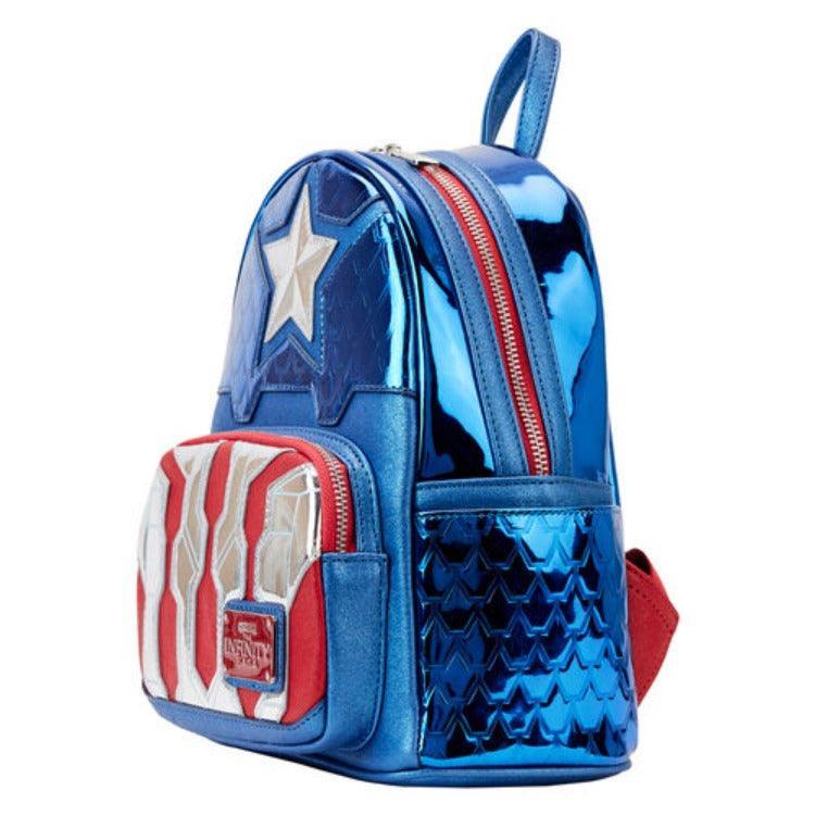 Marvel Metallic Captain America Cosplay Mini Backpack - Loungefly - Ginga Toys