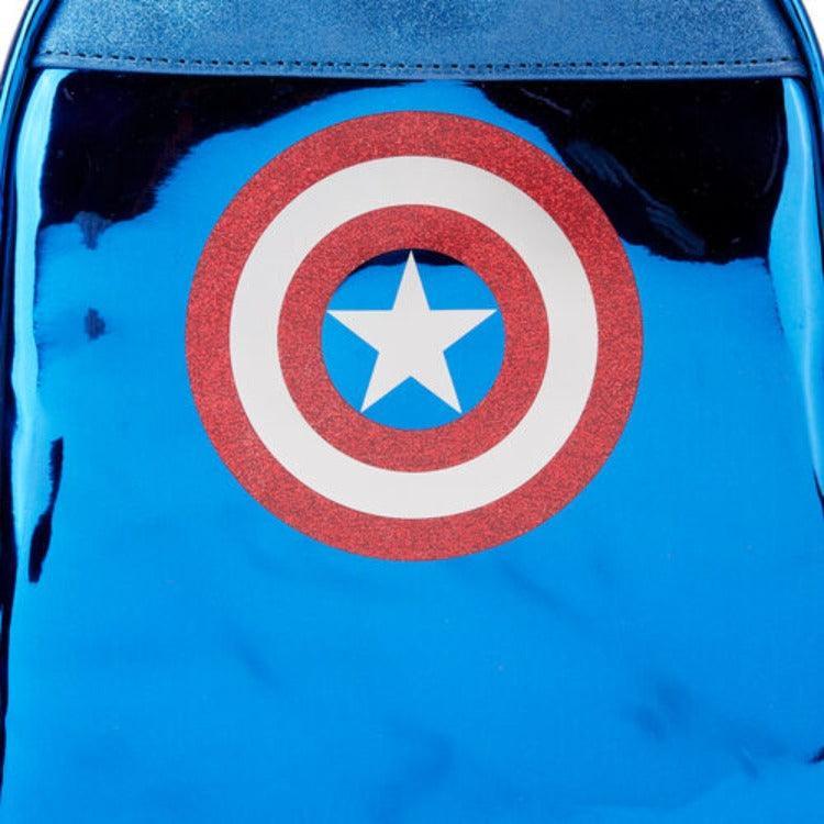 Marvel Metallic Captain America Cosplay Mini Backpack - Loungefly - Ginga Toys