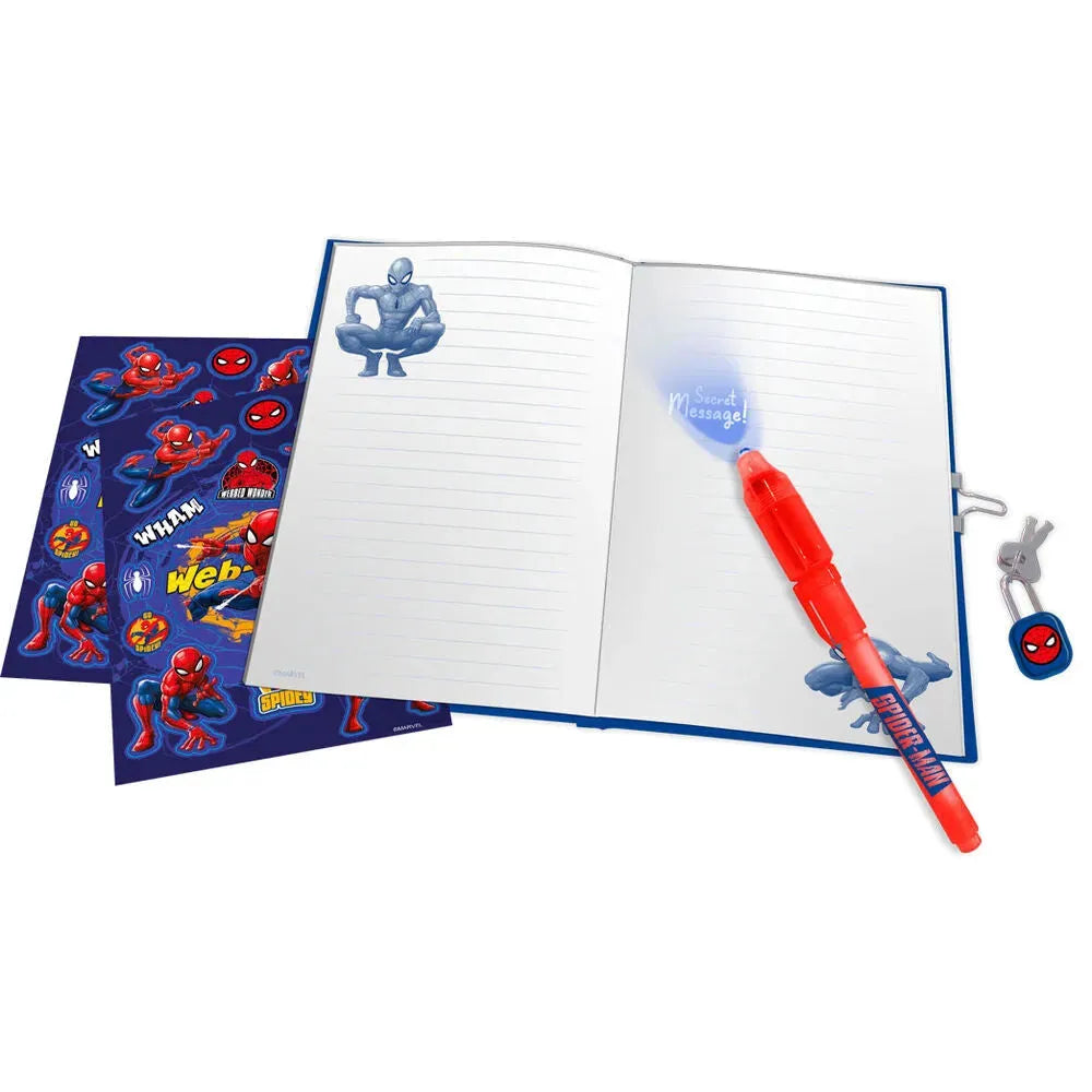 Marvel Spider-Man Gift Box with Padlock Diary and Magic Pen - Ginga Toys