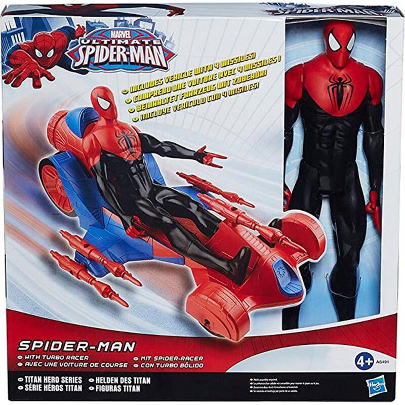 Marvel Titan Hero Ultimate Spider-Man Figure with Turbo Racer Vehicle Toy - Hasbro - Ginga Toys