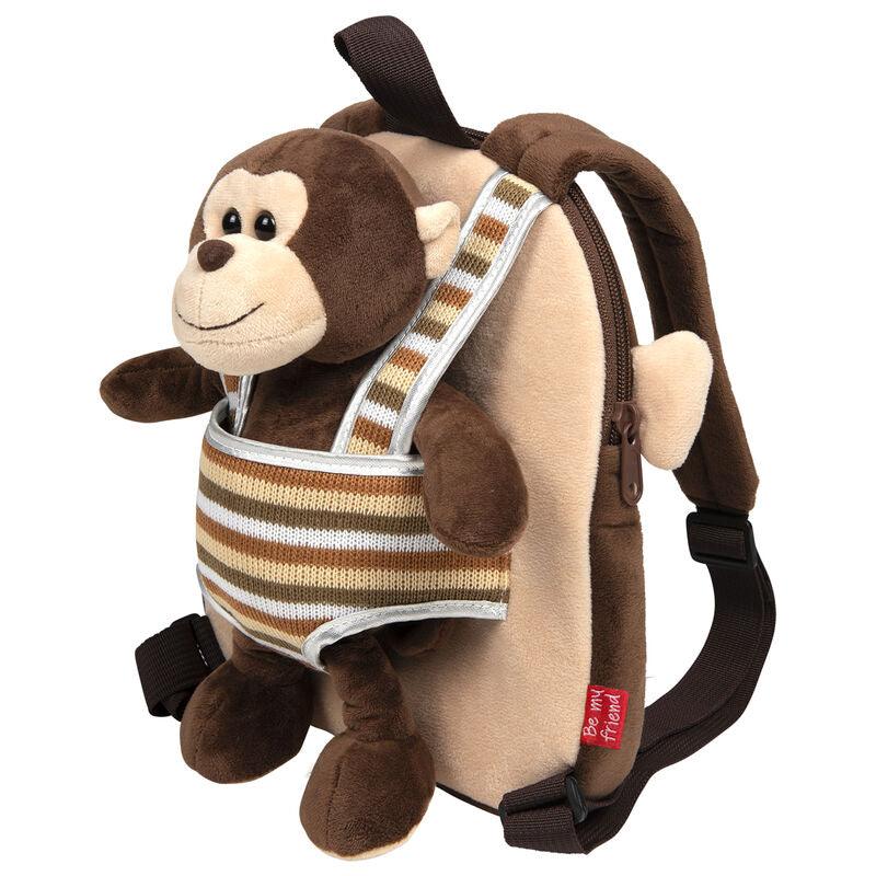 Max Monkey Kids Preschool reversible Backpack with plush toy 25cm - Perletti - Ginga Toys