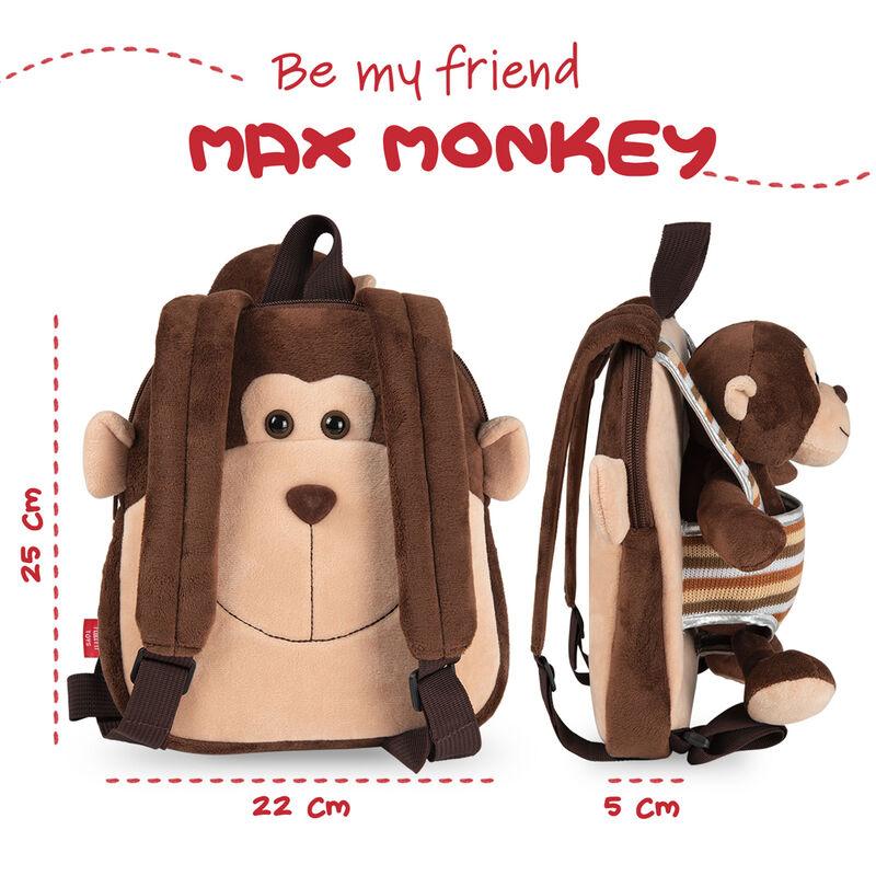 Max Monkey Kids Preschool reversible Backpack with plush toy 25cm - Perletti - Ginga Toys