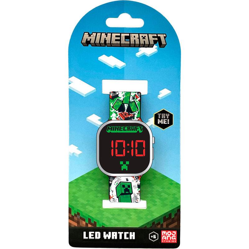 Minecraft Children Kids Green Led Digital Watch - Kids Licensing - Ginga Toys