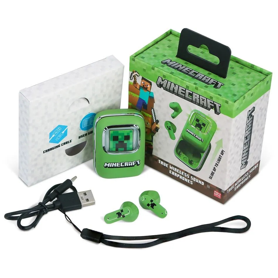 Minecraft Creeper Slide TWS Wireless Earphones - Earpods Green - Ginga Toys