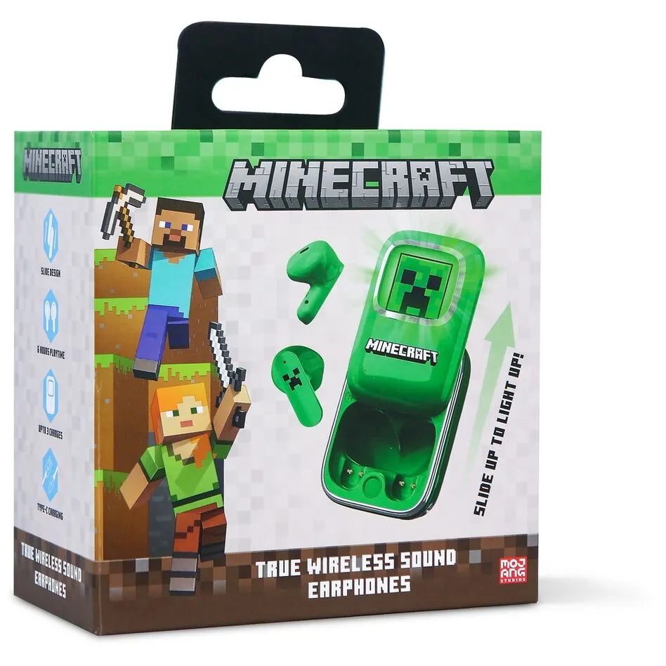 Minecraft Creeper Slide TWS Wireless Earphones - Earpods Green - Ginga Toys