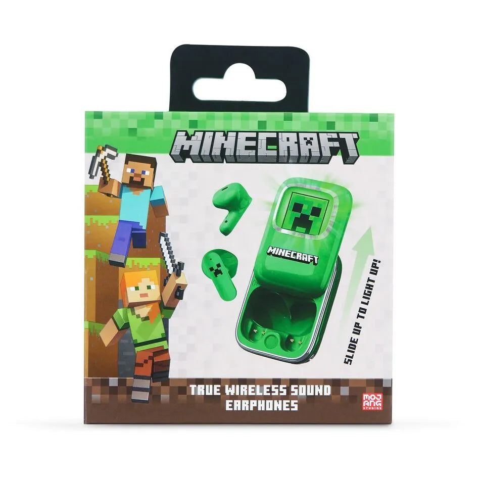 Minecraft Creeper Slide TWS Wireless Earphones - Earpods Green - Ginga Toys