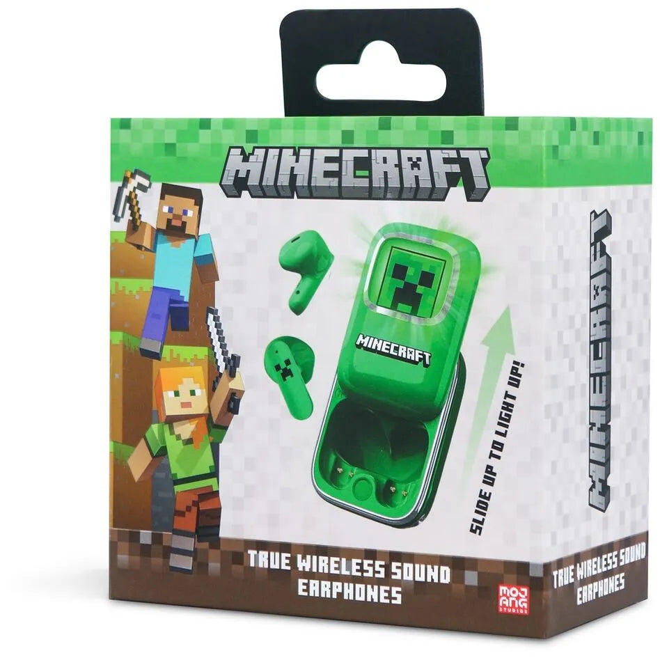 Minecraft Creeper Slide TWS Wireless Earphones - Earpods Green - Ginga Toys