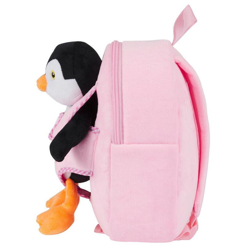 Peggie Penguin reversible Girls Pink backpack with plush toy 27cm - Perletti - Ginga Toys