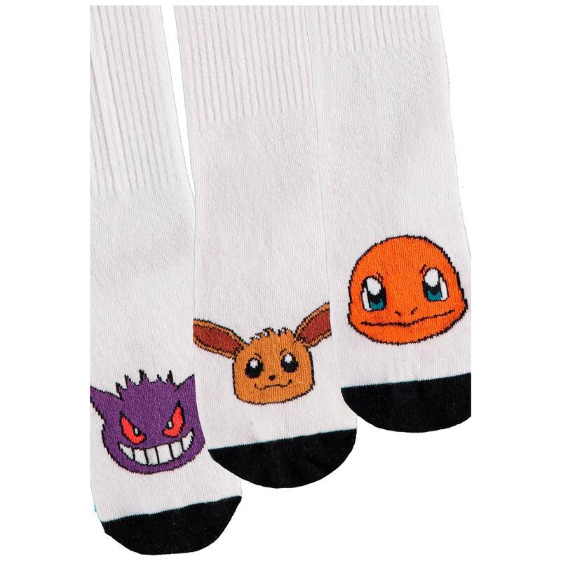 Pokémon - Adult White Socks Pack 3 Pieces 35/38 - Difuzed - Ginga Toys