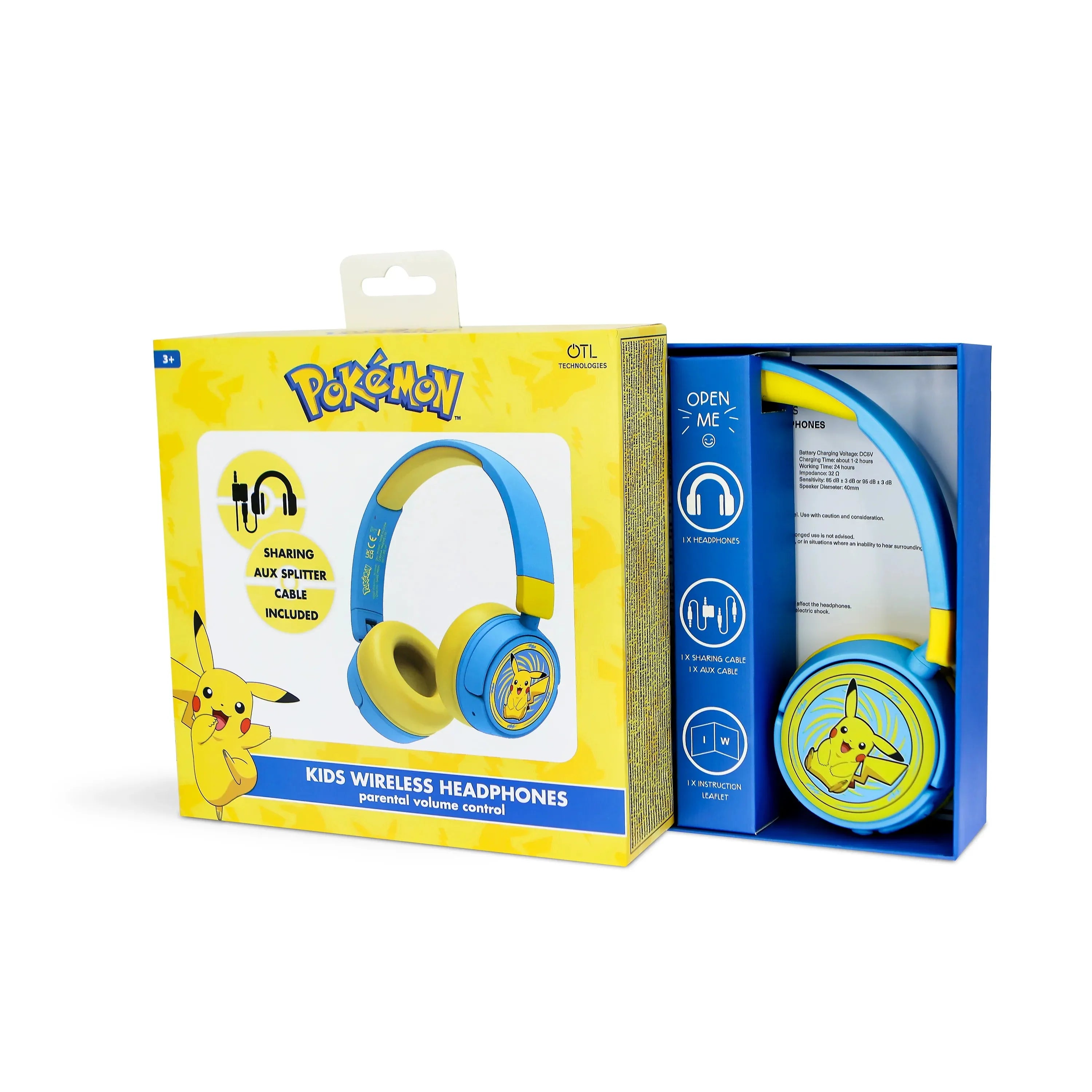 Pokémon Pikachu Wireless Headphones - Blue - Ginga Toys