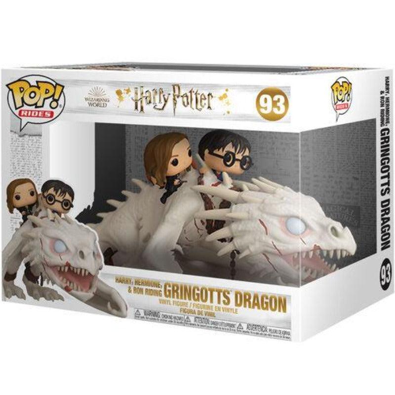 Funko POP Rides Harry Potter Harry, Ron and Hermione Ridining Gringotts Dragon Vinyl Figure #93 - Funko - Ginga Toys