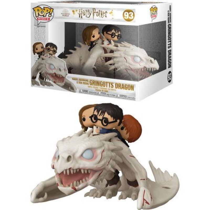 Funko POP Rides Harry Potter Harry, Ron and Hermione Ridining Gringotts Dragon Vinyl Figure #93 - Funko - Ginga Toys