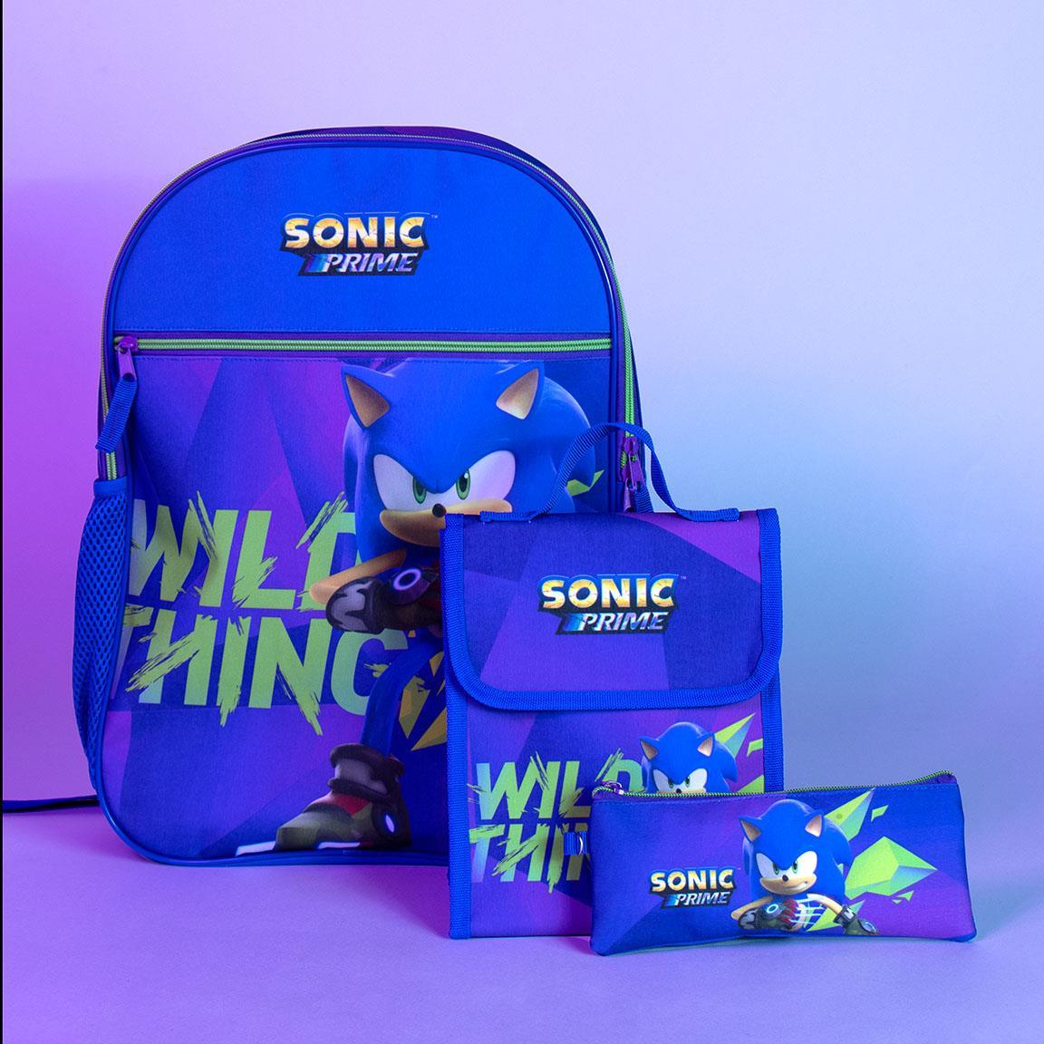 Sonic Prime Kids School Medium pencil case + lunch box + backpack 42cm - Cerda - Ginga Toys