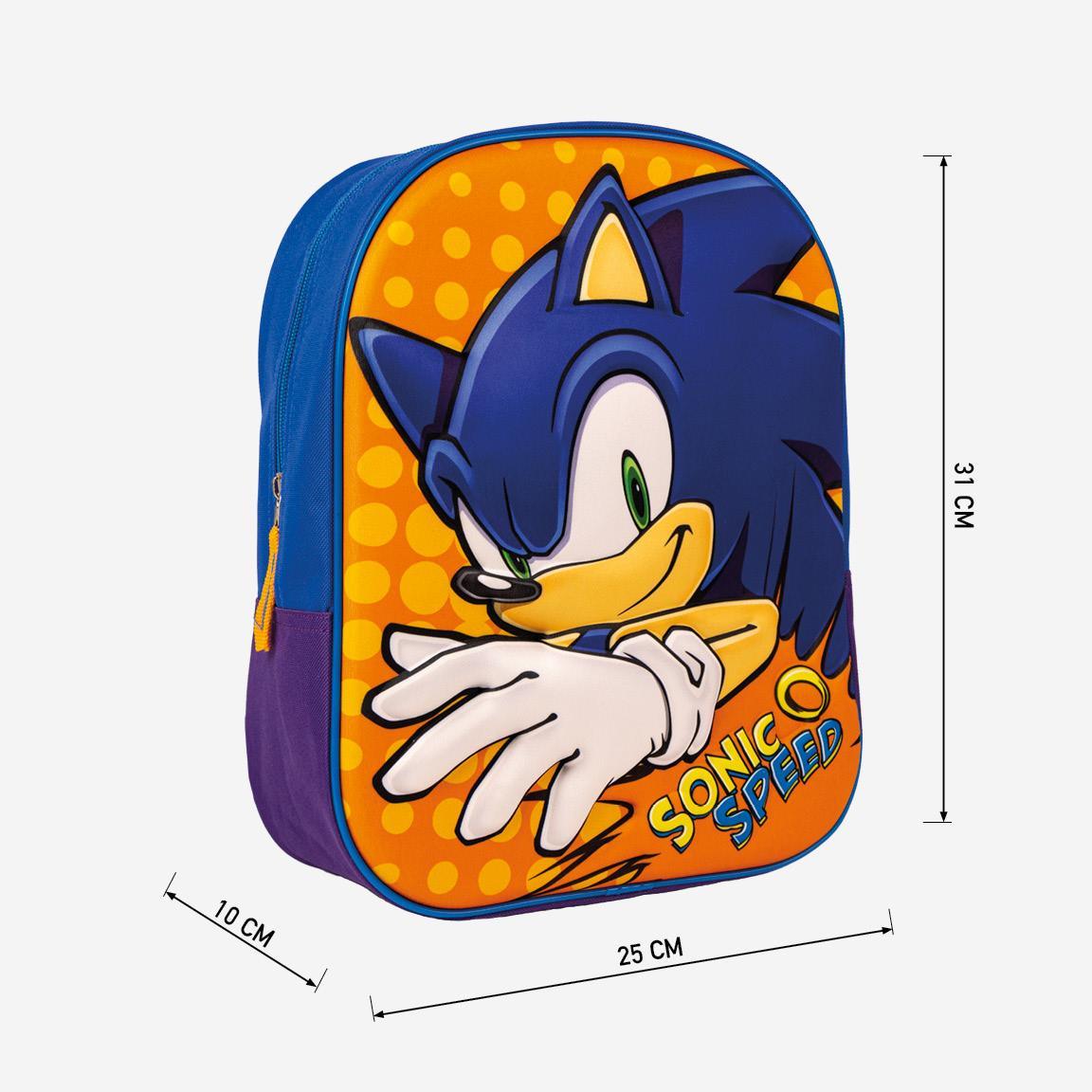 Sonic The Hedgehog 3D Kids School backpack 31cm - Cerda - Ginga Toys