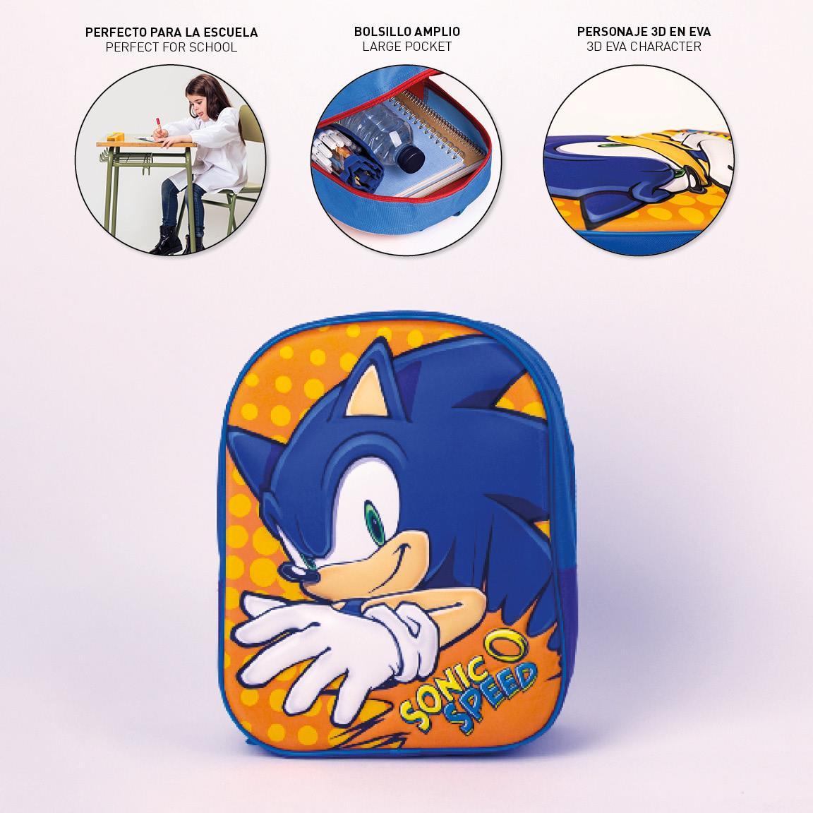 Sonic The Hedgehog 3D Kids School backpack 31cm - Cerda - Ginga Toys