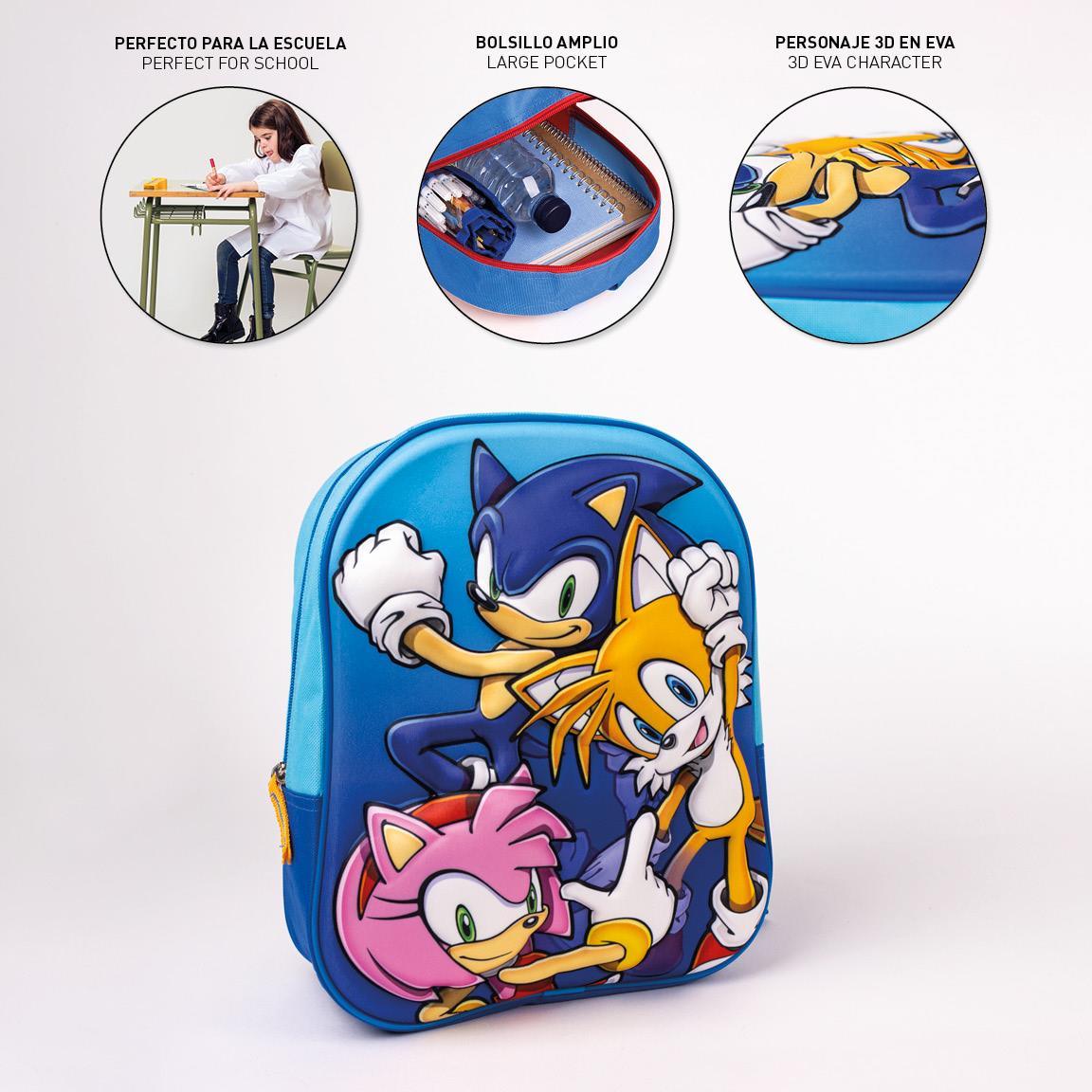 Sonic The Hedgehog 3D Kids School backpack 31cm - Cerda - Ginga Toys