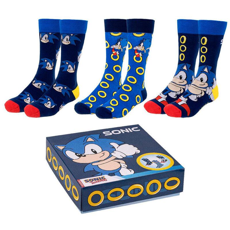 Sonic the Hedgehog Adult Socks Pack 3 Pieces Gift Box - Cerda - Ginga Toys