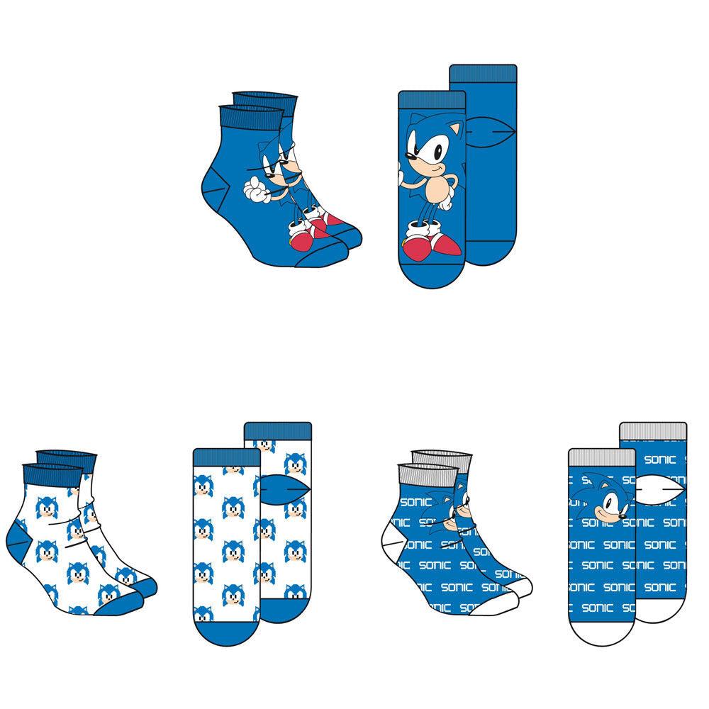 Sonic The Hedgehog Adult Socks Pack 3 Pieces Gift Box 39/45 - DC Collectables - Ginga Toys