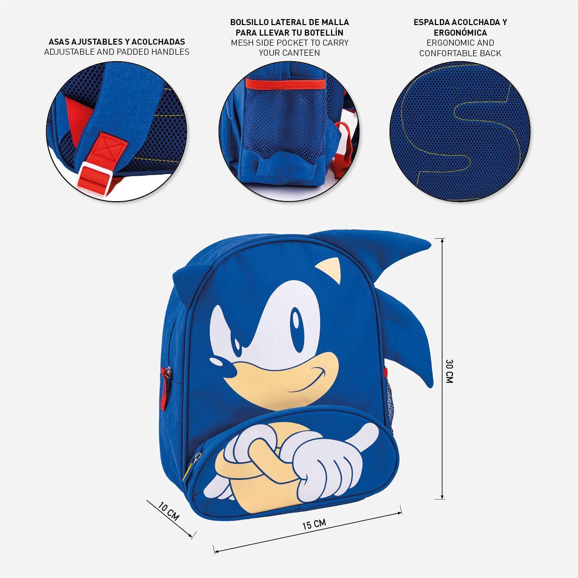 Sonic The Hedgehog Kids School backpack 30cm - Cerda - Ginga Toys