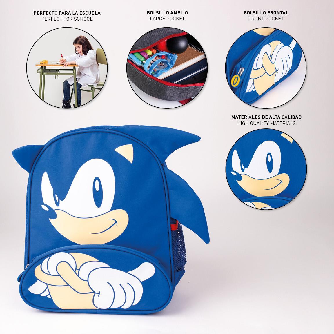 Sonic The Hedgehog Kids School backpack 30cm - Cerda - Ginga Toys