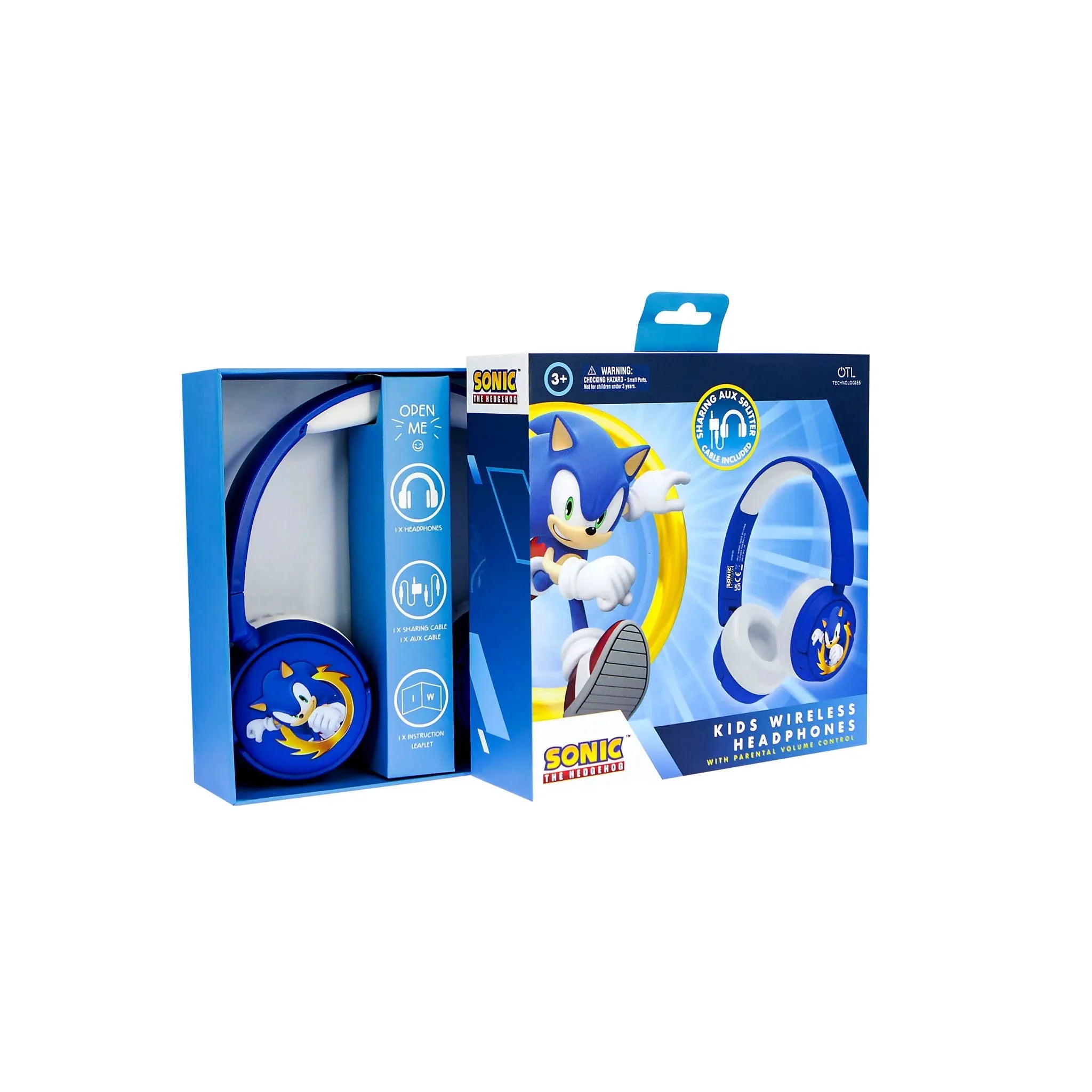 Sonic the Hedgehog Kids Wireless Headphones - Blue - Ginga Toys