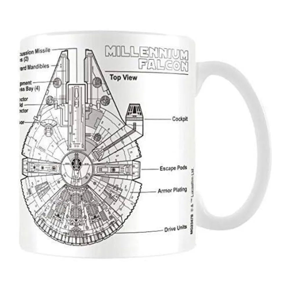 Star Wars Millennium Falcon Sketch Ceramic Mug 315ml - Ginga Toys