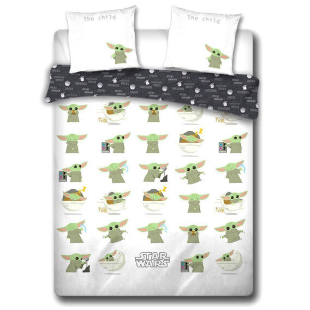 Star Wars The Mandalorian Baby Yoda Cotton Duvet Cover Bed and 2 Cushion Covers Set - Disney - Ginga Toys