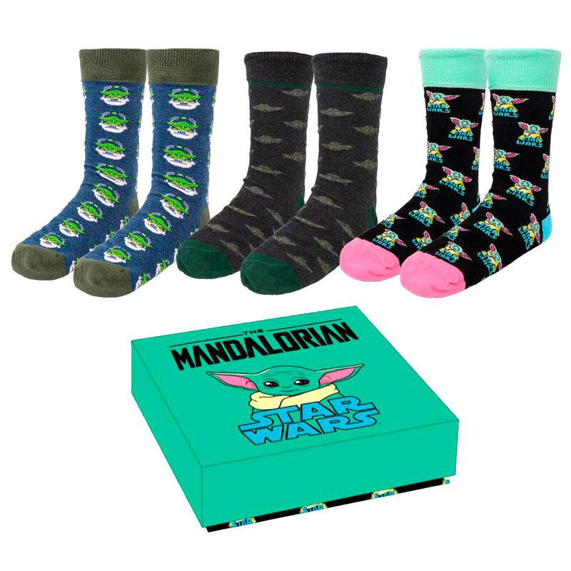 Star Wars The Mandalorian Yoda Child Adult Socks Pack 3 Pieces Gift Box 40/46 - Cerda - Ginga Toys