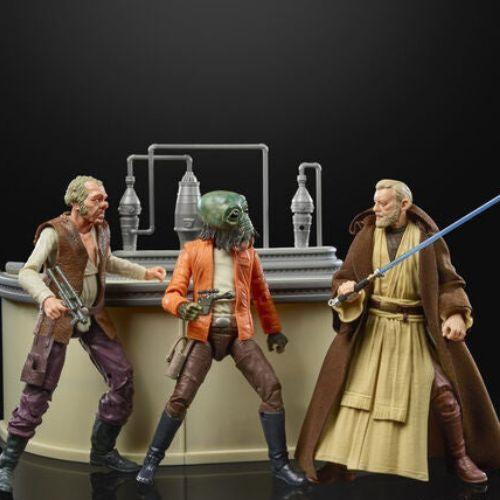 Star Wars The Power Of The Force Cantina Dr. Evazan, Ponda Baba & Obi-Wan Kenobi Playset Figures(The Black Series) - Hasbro - Ginga Toys