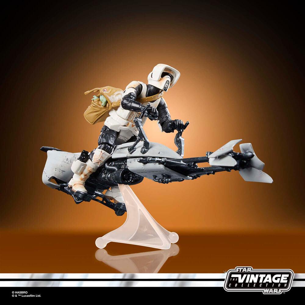 Star Wars: The Vintage Collection Speeder Bike with Scout Trooper & Grogu Action Figure - Hasbro - Ginga Toys