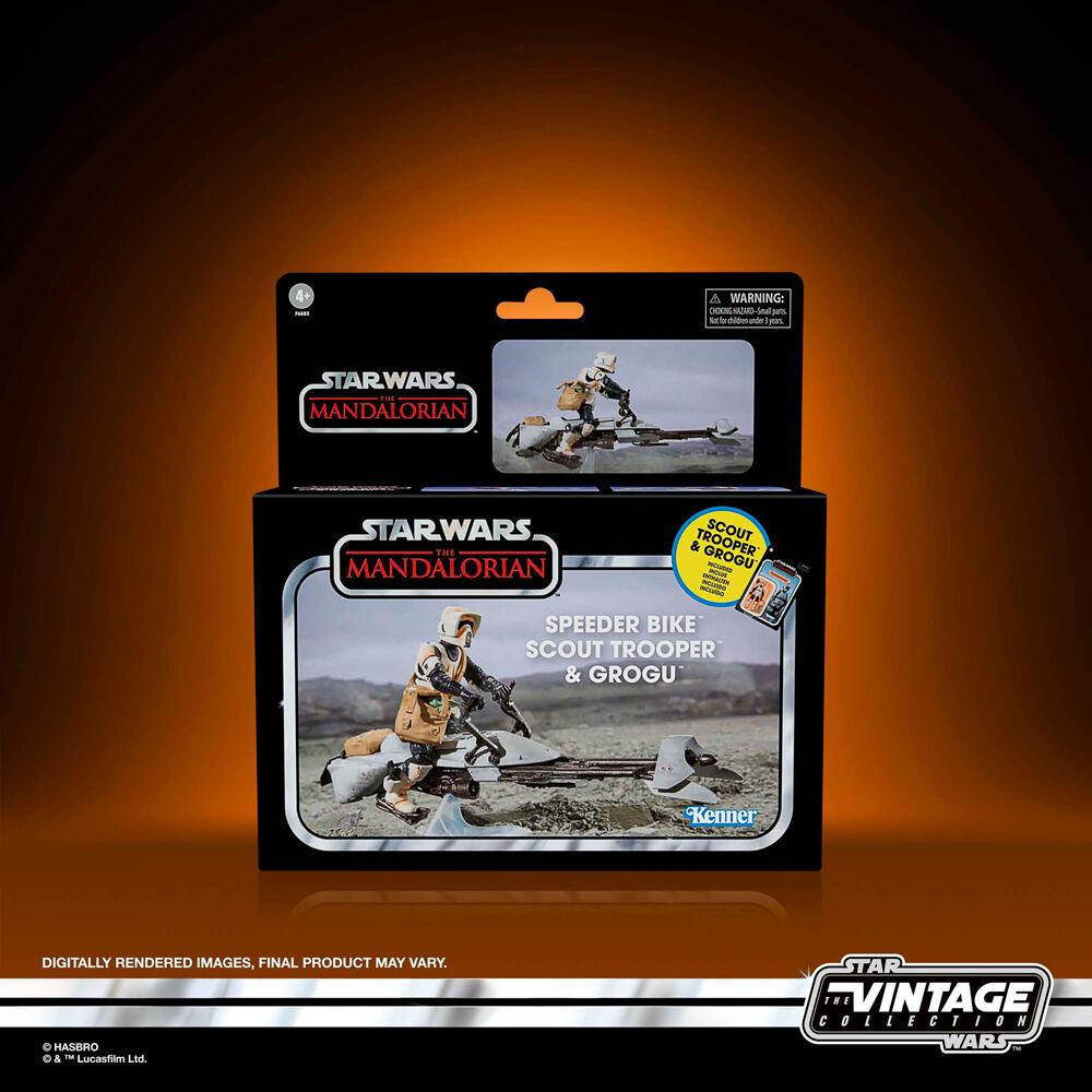 Star Wars: The Vintage Collection Speeder Bike with Scout Trooper & Grogu Action Figure - Hasbro - Ginga Toys