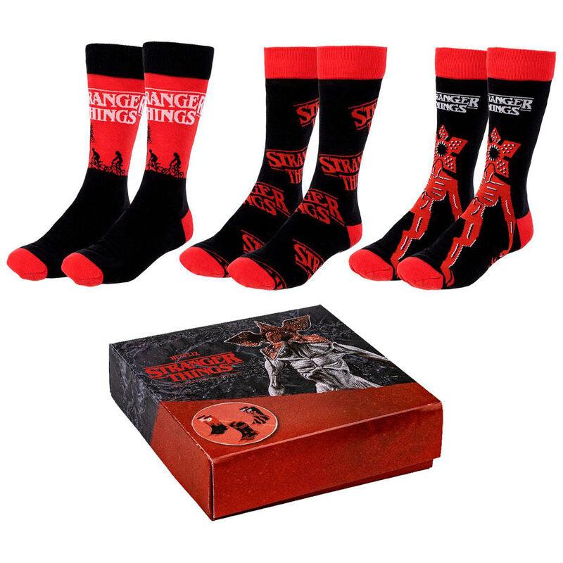 Stranger Things Adult Socks Pack 3 Pieces Gift Box - Cerda - Ginga Toys