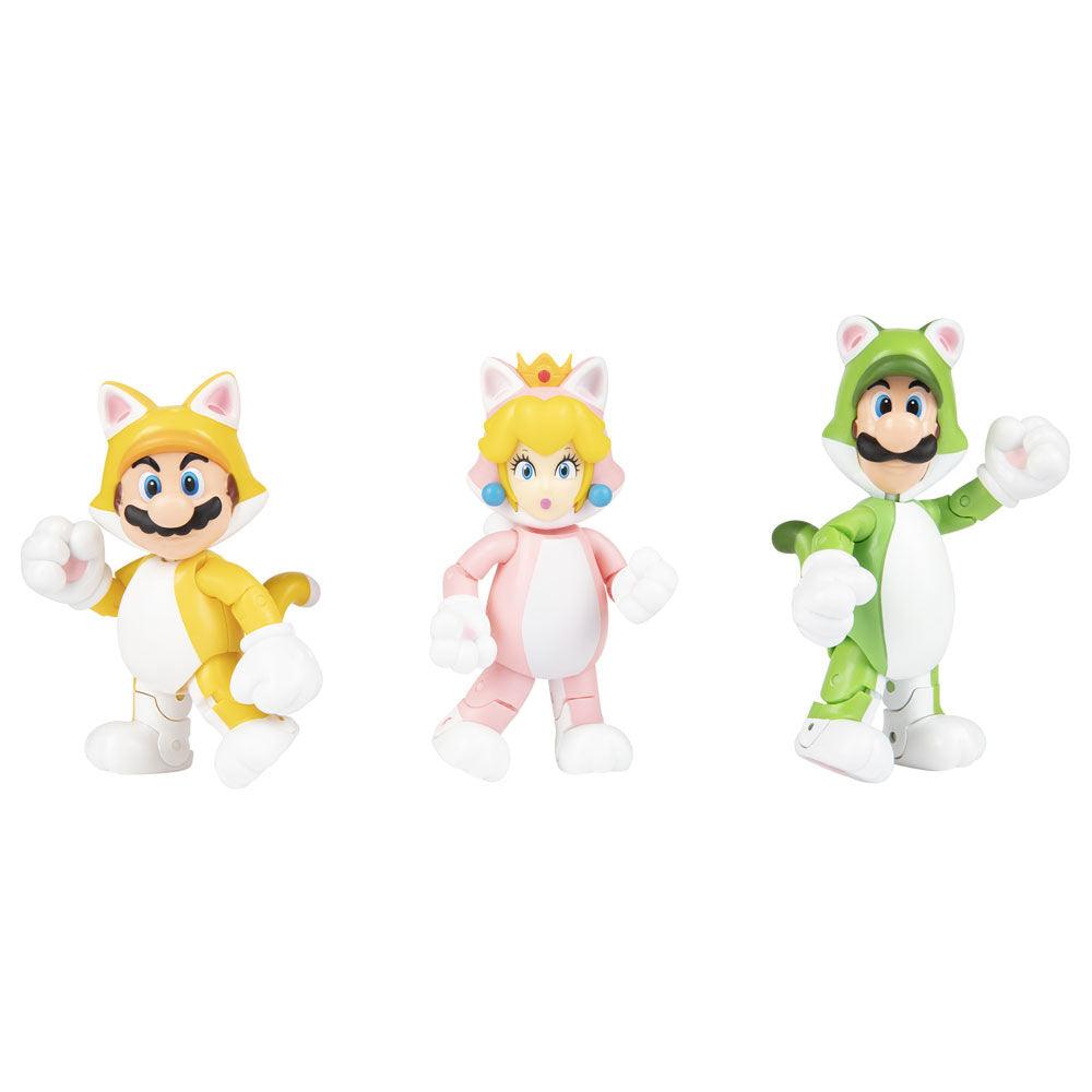 Super Mario 3D World Multi Pack Browsers Fury Toy Cat Mario Peach Luigi Figure - Jakks Pacific - Ginga Toys