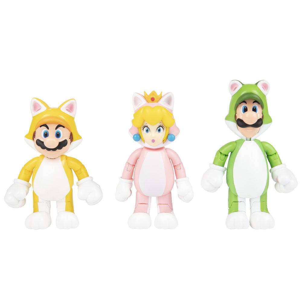 Super Mario 3D World Multi Pack Browsers Fury Toy Cat Mario Peach Luigi Figure - Jakks Pacific - Ginga Toys