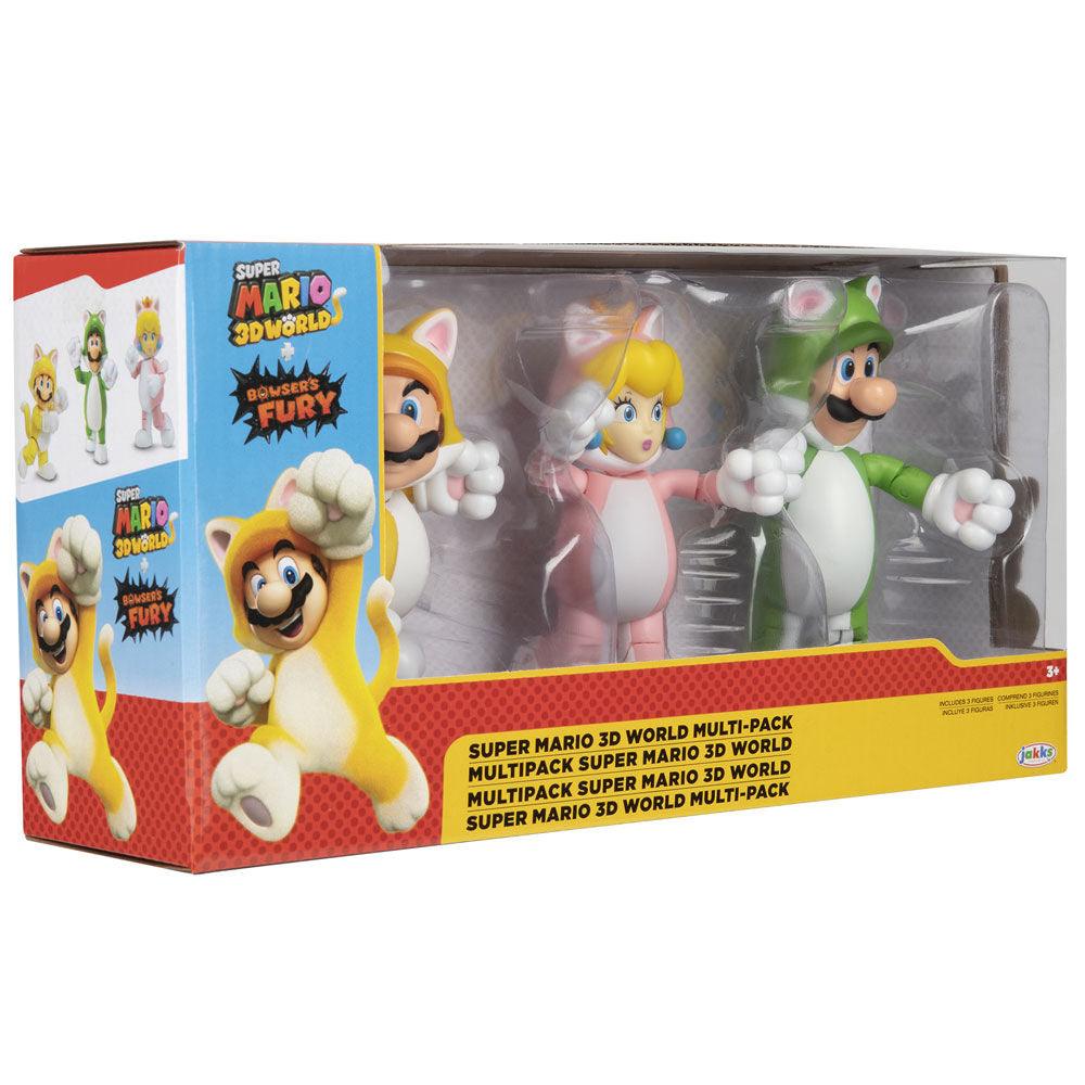 Super Mario 3D World Multi Pack Browsers Fury Toy Cat Mario Peach Luigi Figure - Jakks Pacific - Ginga Toys