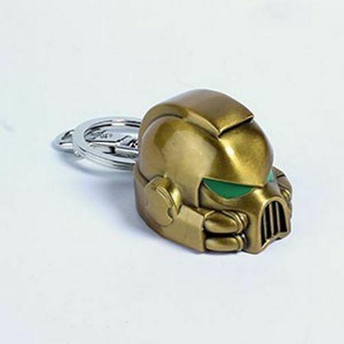 Warhammer 40K Space Marine MKVII Helmet Gold metal keychain Figure - Semic - Ginga Toys