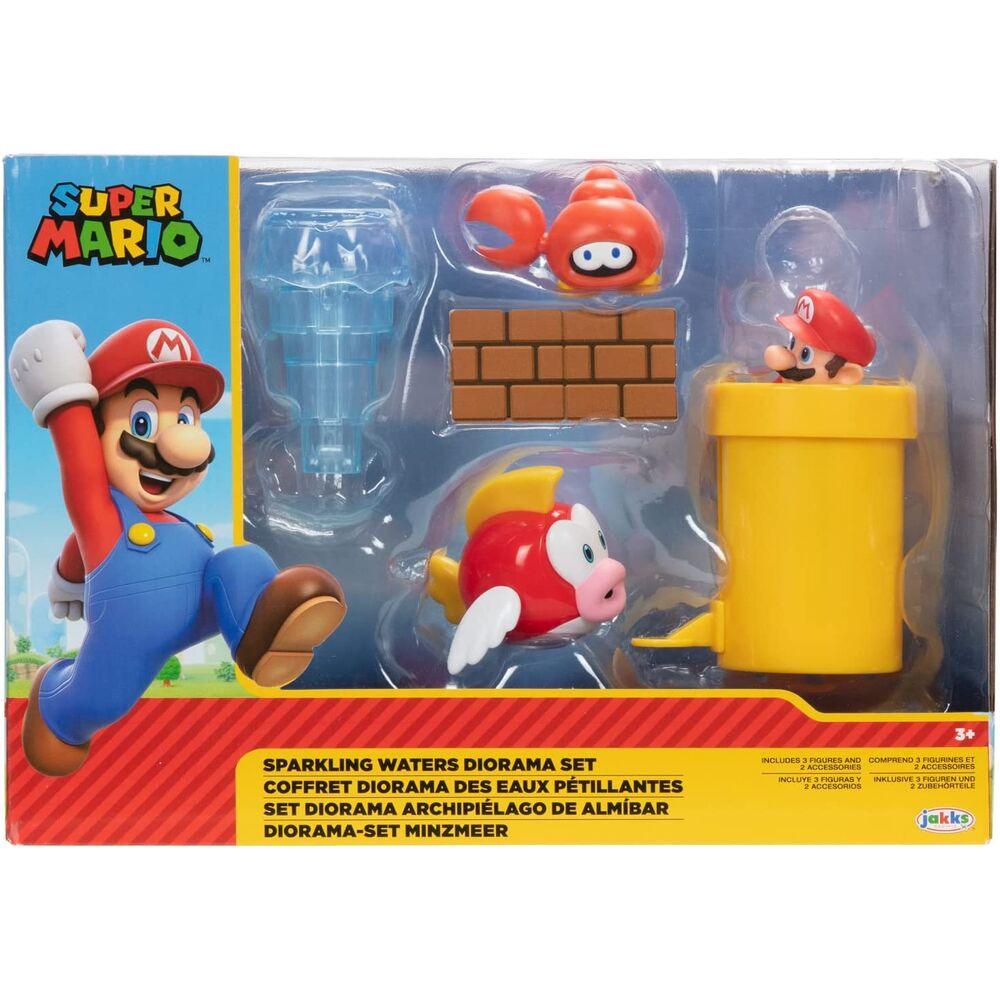 World of Nintendo 2.5" Mario World Sparkling Waters Diorama Set - Jakks Pacific - Ginga Toys