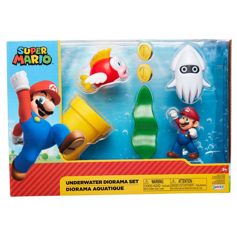 World of Nintendo 2.5" Super Mario Underwater diorama Playset - Jakks Pacific - Ginga Toys