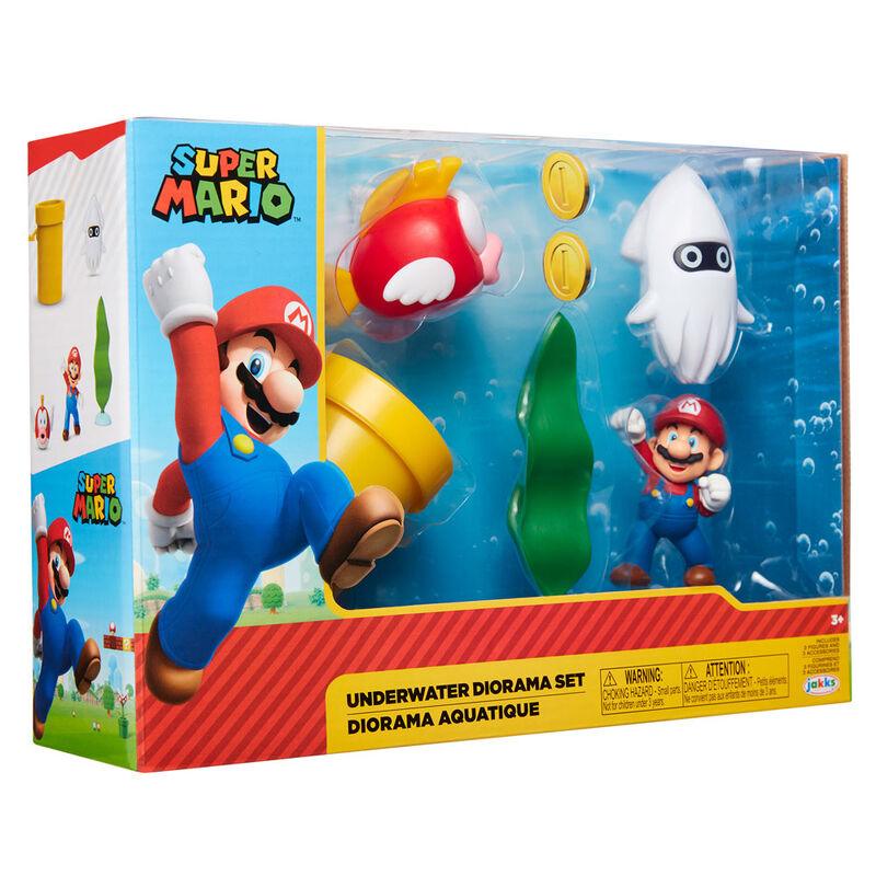 World of Nintendo 2.5" Super Mario Underwater diorama Playset - Jakks Pacific - Ginga Toys