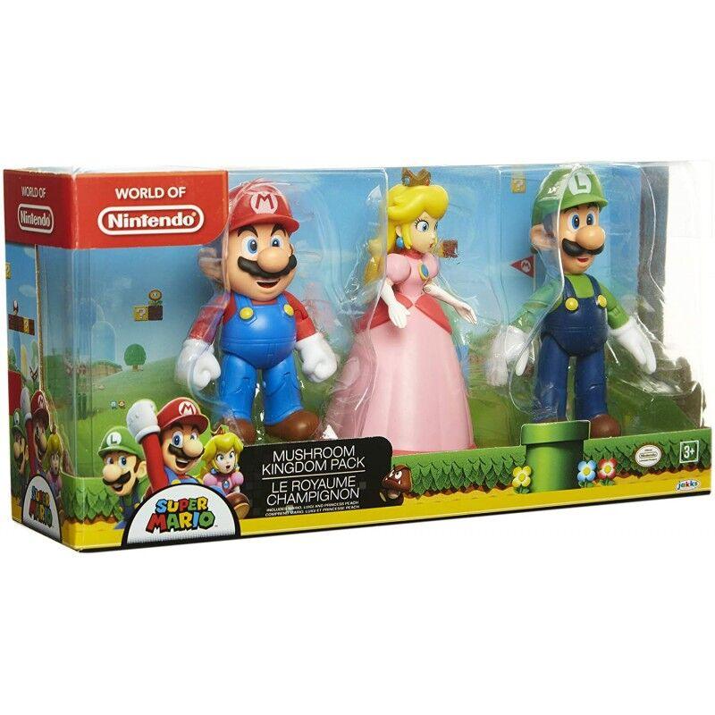 World of Nintendo - Super Mario Mushroom Kingdom 3-Pack Playset Figures - Jakks Pacific - Ginga Toys