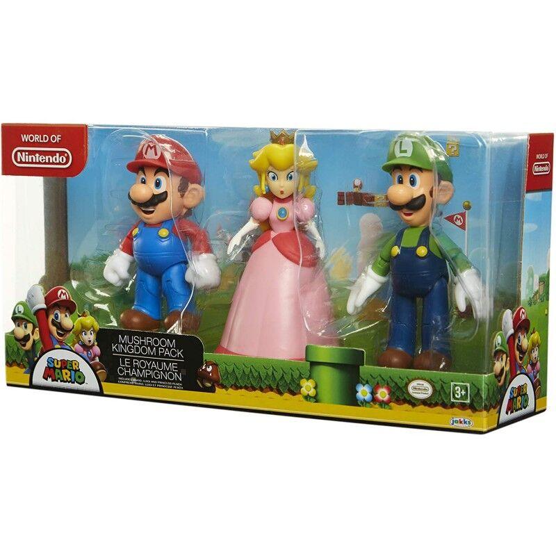 World of Nintendo - Super Mario Mushroom Kingdom 3-Pack Playset Figures - Jakks Pacific - Ginga Toys